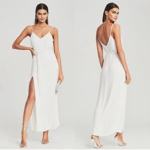 NWT Retrofete Rebecca Sequin Midi Dress in Moonglow White sz L